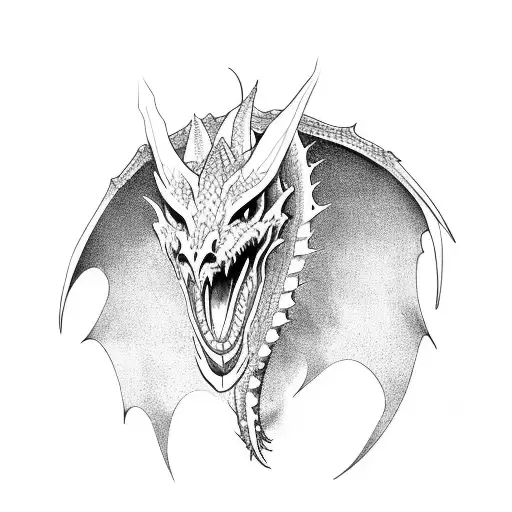 Medieval Dragon Made On Thin Linea