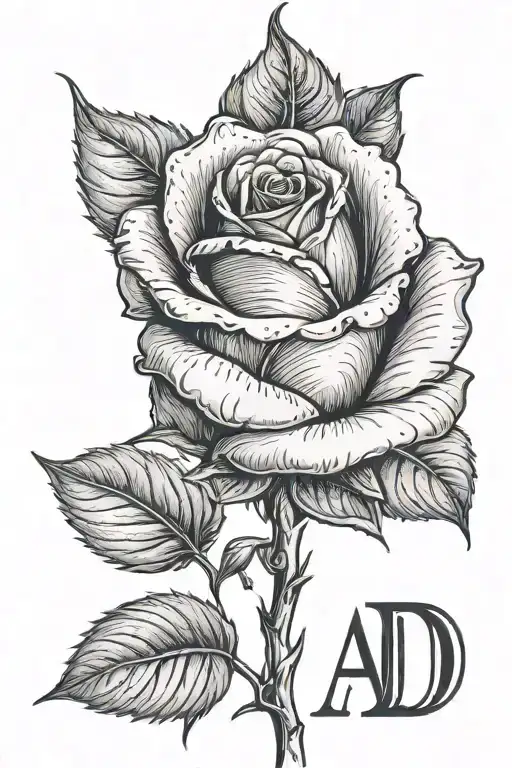 A Blue Rose With A Stem That Has The Letters Ado In It