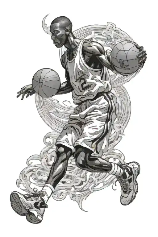 Black Man Walking Up The Heaven Gates With A Basketball