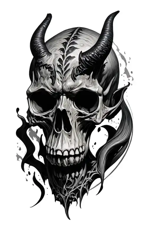 Top Half Demon Skull