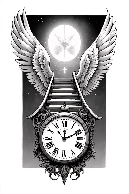 Heaven Stairs Clock Wings
