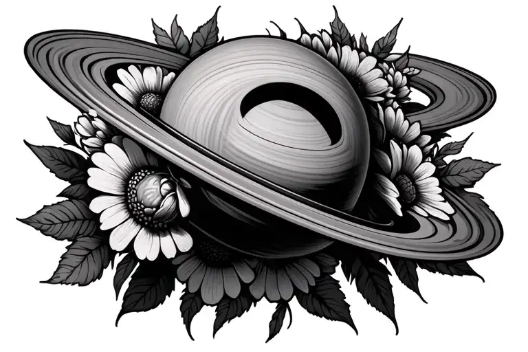 Saturn With Ring Made Of Flowers