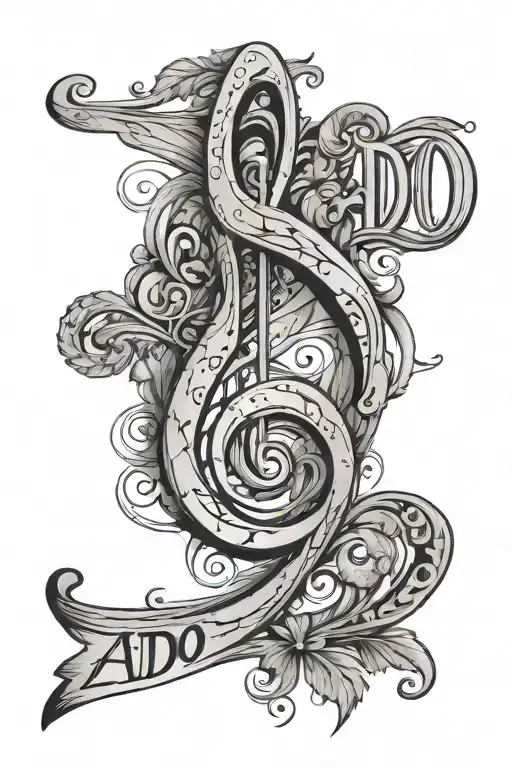 A Music Note With The Word Ado In It