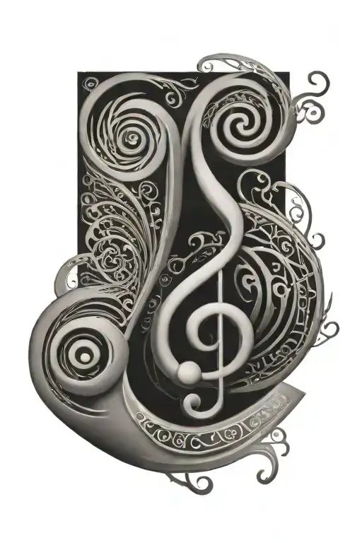 Flowing Spiral With Music Notes Swirling Into It