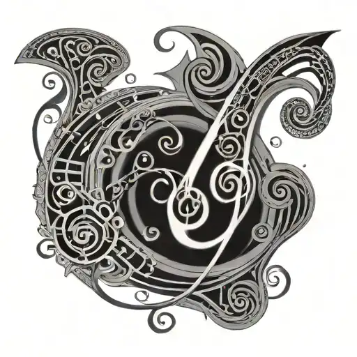 Flowing Spiral With Music Notes Swirling Into It