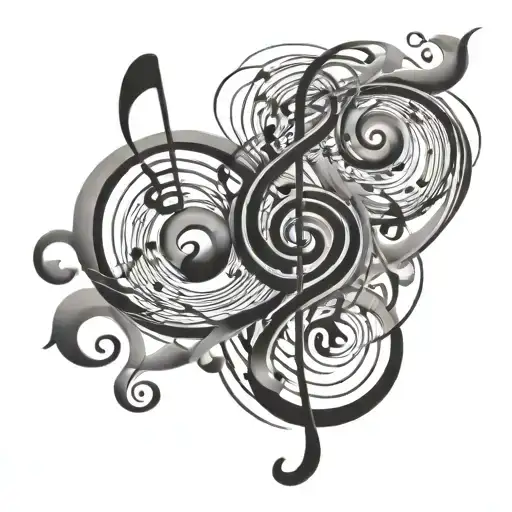 Flowing Spiral With Music Notes Swirling Into It