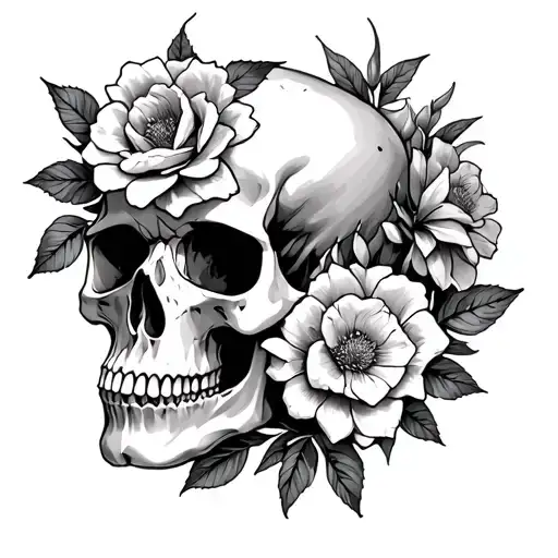 Libra Skull Time Flowers
