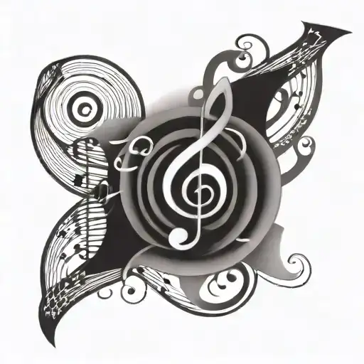 Flowing Spiral With Music Notes Swirling Into It