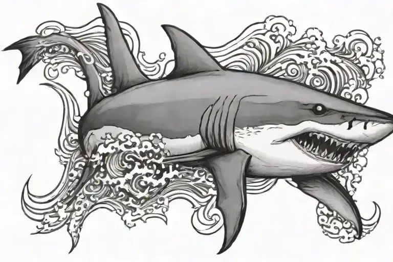 Top Of A Shark With Some Waves