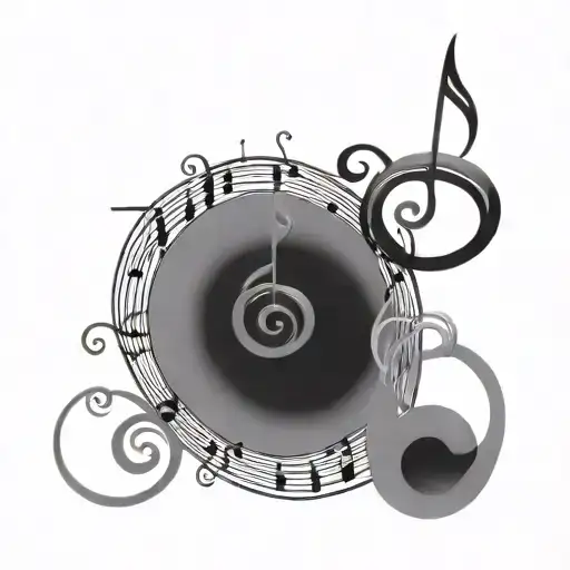 Flowing Spiral With Music Notes Swirling Into It