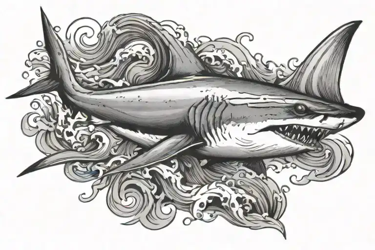 Birds Eye View Of A Shark With Some Waves