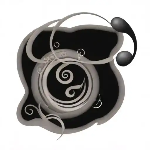 Flowing Spiral With Music Notes Swirling Into It