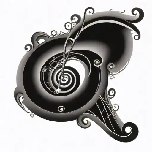 Flowing Spiral With Music Notes Swirling Into It