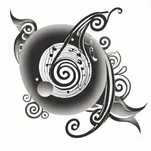 Flowing Spiral With Music Notes Swirling Into It