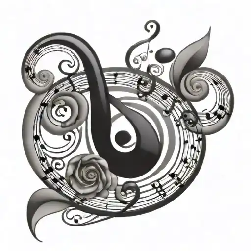 Flowing Spiral With Music Notes Swirling Into It