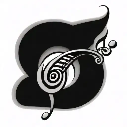 Flowing Spiral With Music Notes Swirling Into It