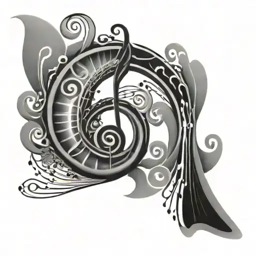 Flowing Spiral With Music Notes Swirling Into It