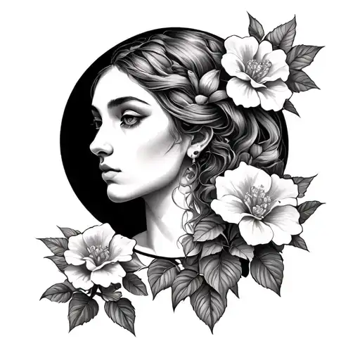 Moon With Woman's Face Begonias Growing