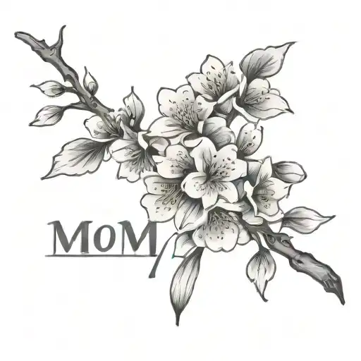 Cherry Blossom Branch Saying Mom