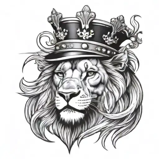 Lion Head With Crown On Top Hat