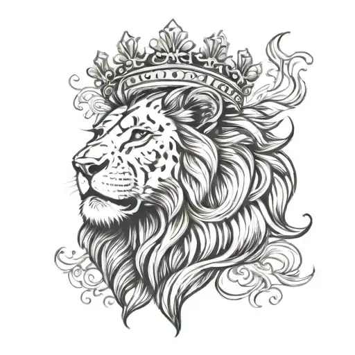 Lion With Scar Head With Crown