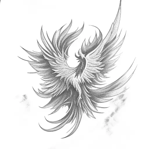 A Majestic Phoenix Flying Over A Field Of Blooming Roses