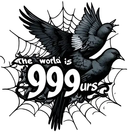 Spider Webs And Doves With 999 The Wrld Is Yours Written