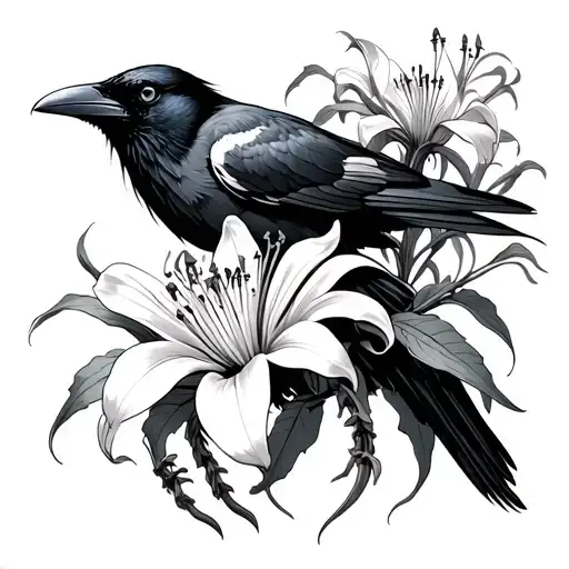 Raven With A Spider Lily