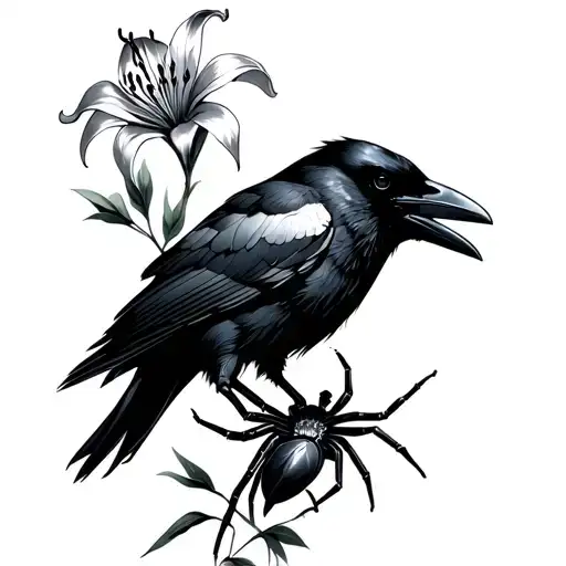 Raven With A Spider Lily