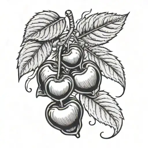 Lettering With Cherries Intertwined