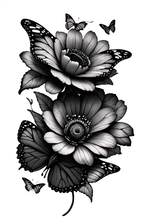 Flowers Money Butterflies With Regular Butterflies