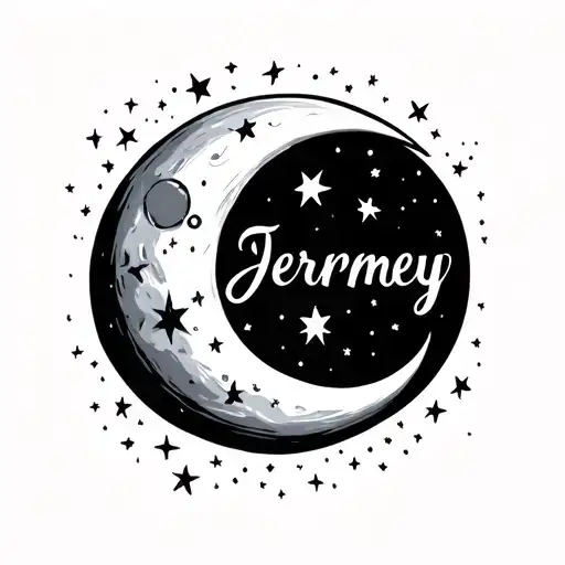 Name Jeremey John Mcneil With Moon And Stars Forming