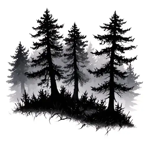 Dark Forest Trees Background Looking