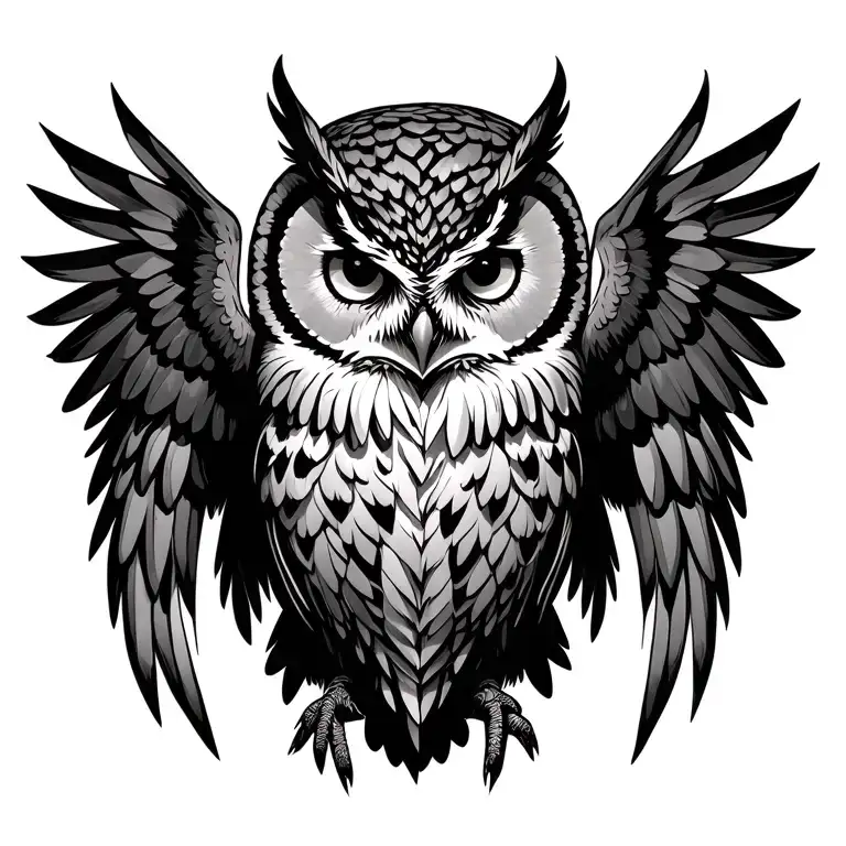 Owl Spreading Wings Spread