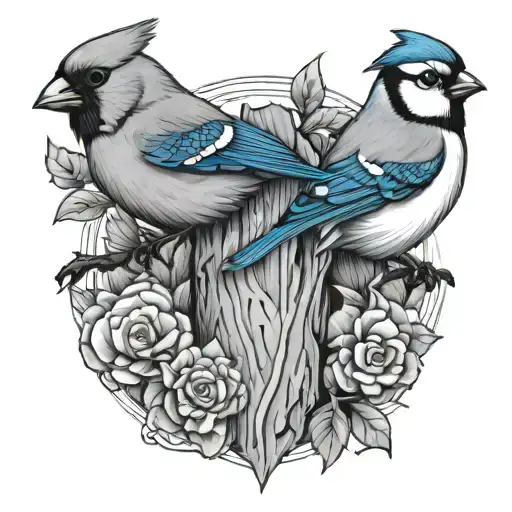 Cardinal And Blue Jay