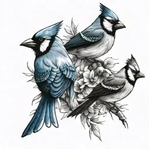 Cardinal And Blue Jay