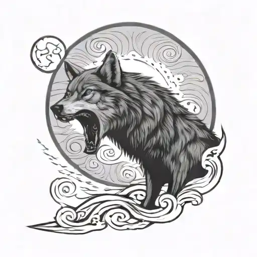Wolf Howling Into Moon