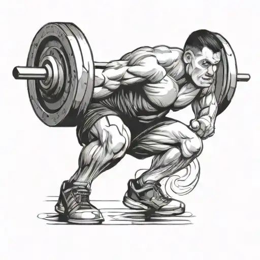 A Tattoo Of A Weightlifter Pushing Through Pain And Hard Work At The Gym