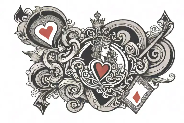 Queen Of Hearts Card Abstract