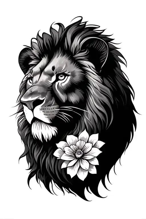 A Lion With Flowers