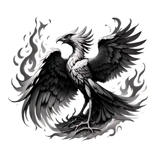 Phoenix Being Reborn From Ashes And Fire