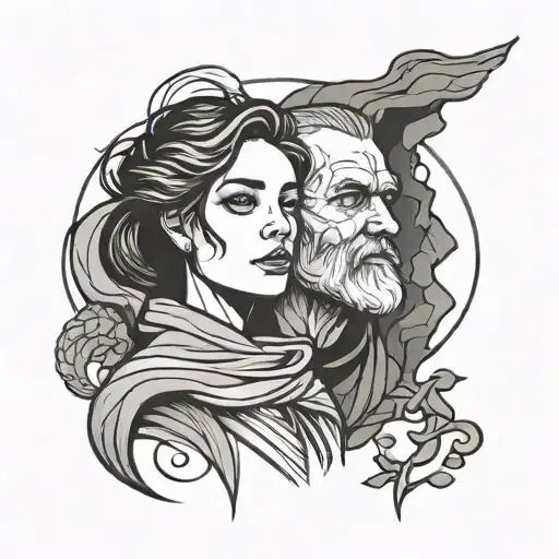 Father Doughter Minimal Line Art Inspired