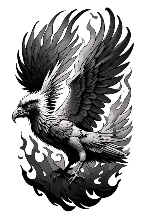 Phoenix Rising With Flames