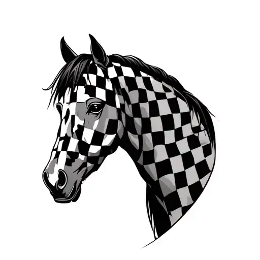 Horse Outline With Checkered Pattern