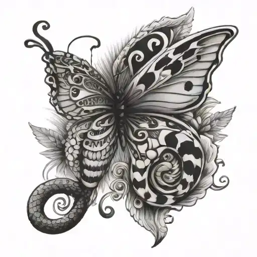 Half Butter Fly Half Snake With Semicolon As The Body