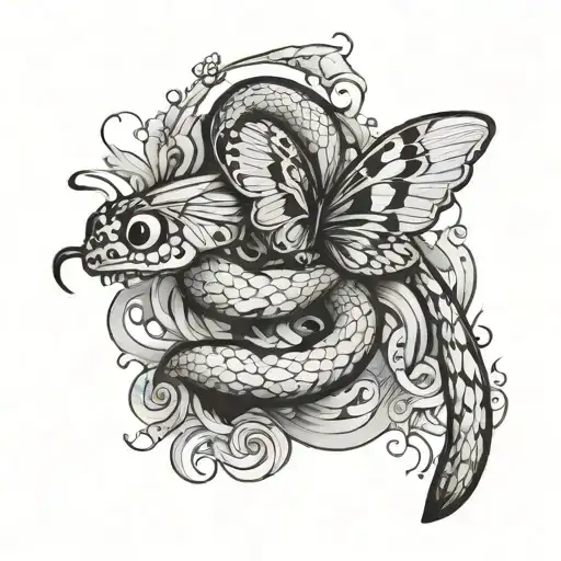 Half Butter Fly Half Snake With Semicolon As The Body