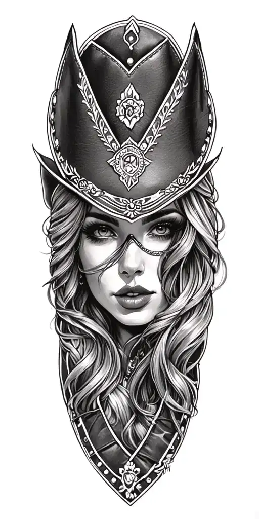 Western Inspired Tattoo Feminine Featuring Leather