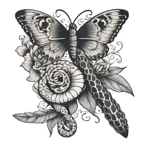 Half Butter Fly Half Snake With Semicolon As The Body