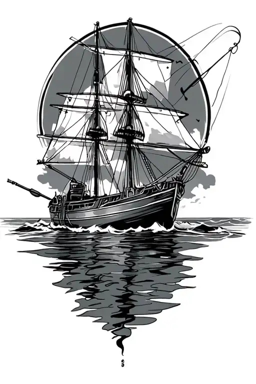 Schooner And Fishing Pole