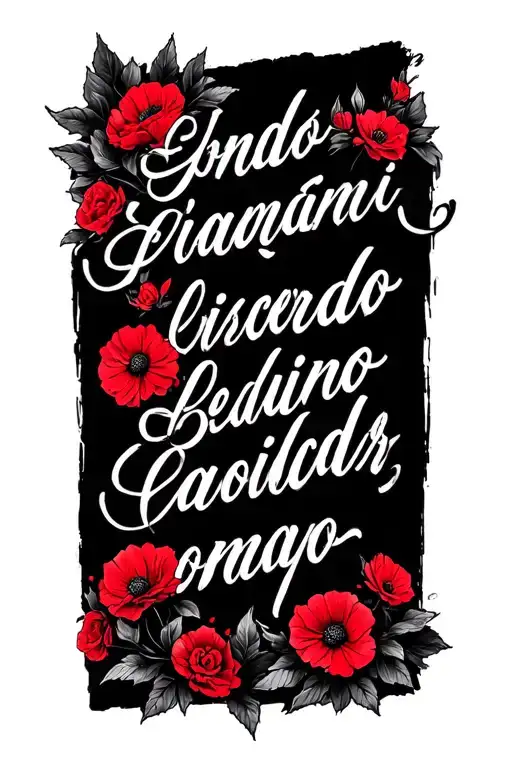 Bible Verse Cursive In Spanish With Red Flowers